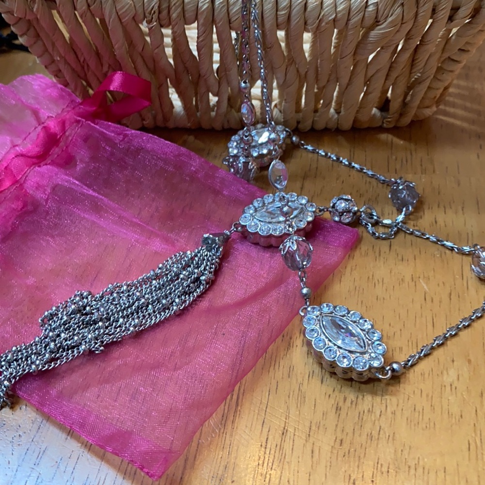 Estate-style Crystal and Silver Drop Necklace